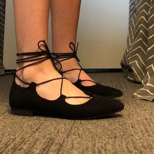 Black Lace Up Flats